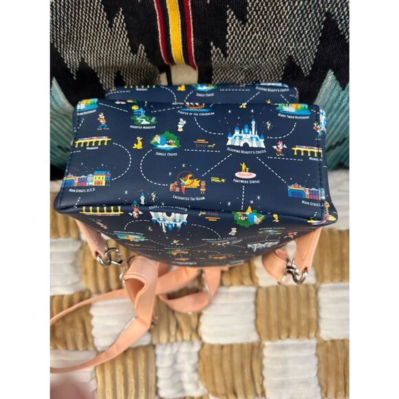 Loungefly Disneyland 65th Anniversary Map 2-1 Convertible Mini Backpack NWOT